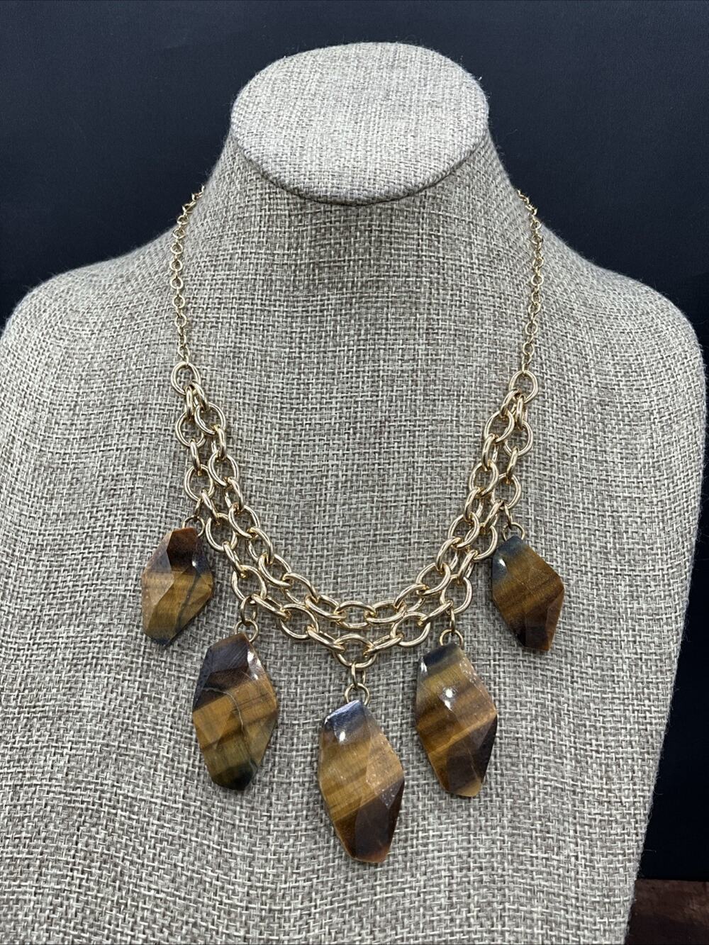 Barse Clamor Necklace- Tigers Eye- Bronze- NWT